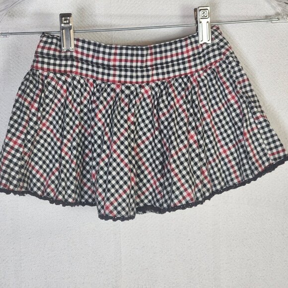 H&M x Disney Black Red White Minnie Mouse Embroid Plaid Adj Waist Pleat Skirt 2Y - Picture 6 of 16